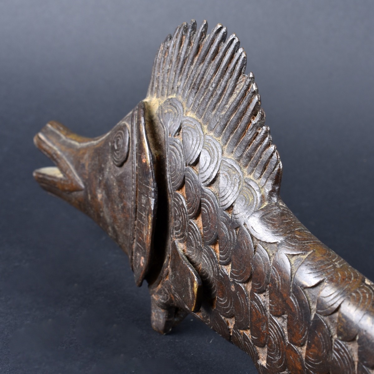 African Benin Bronze Fish Sculpture