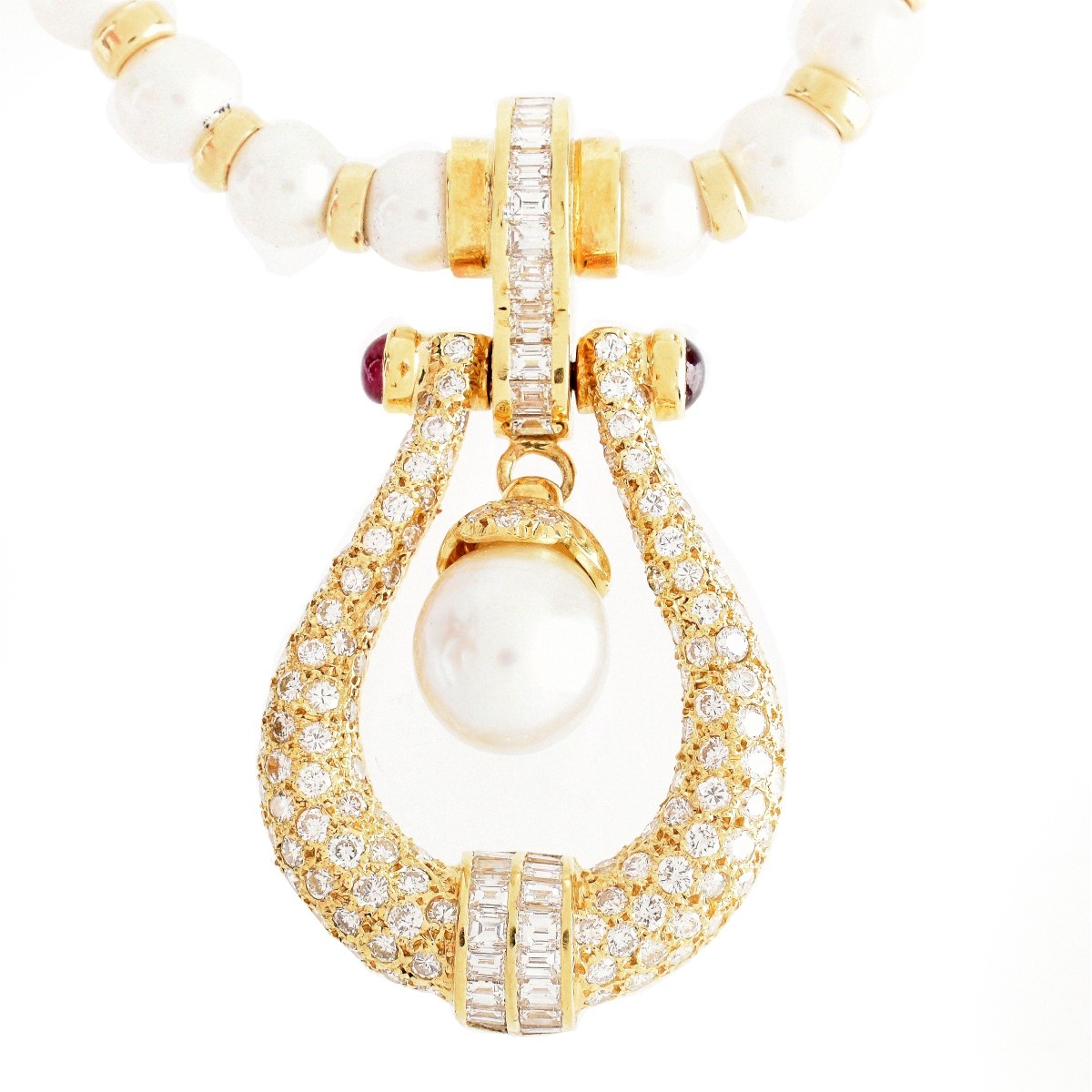 Vintage Diamond, Pearl and 18K Necklace