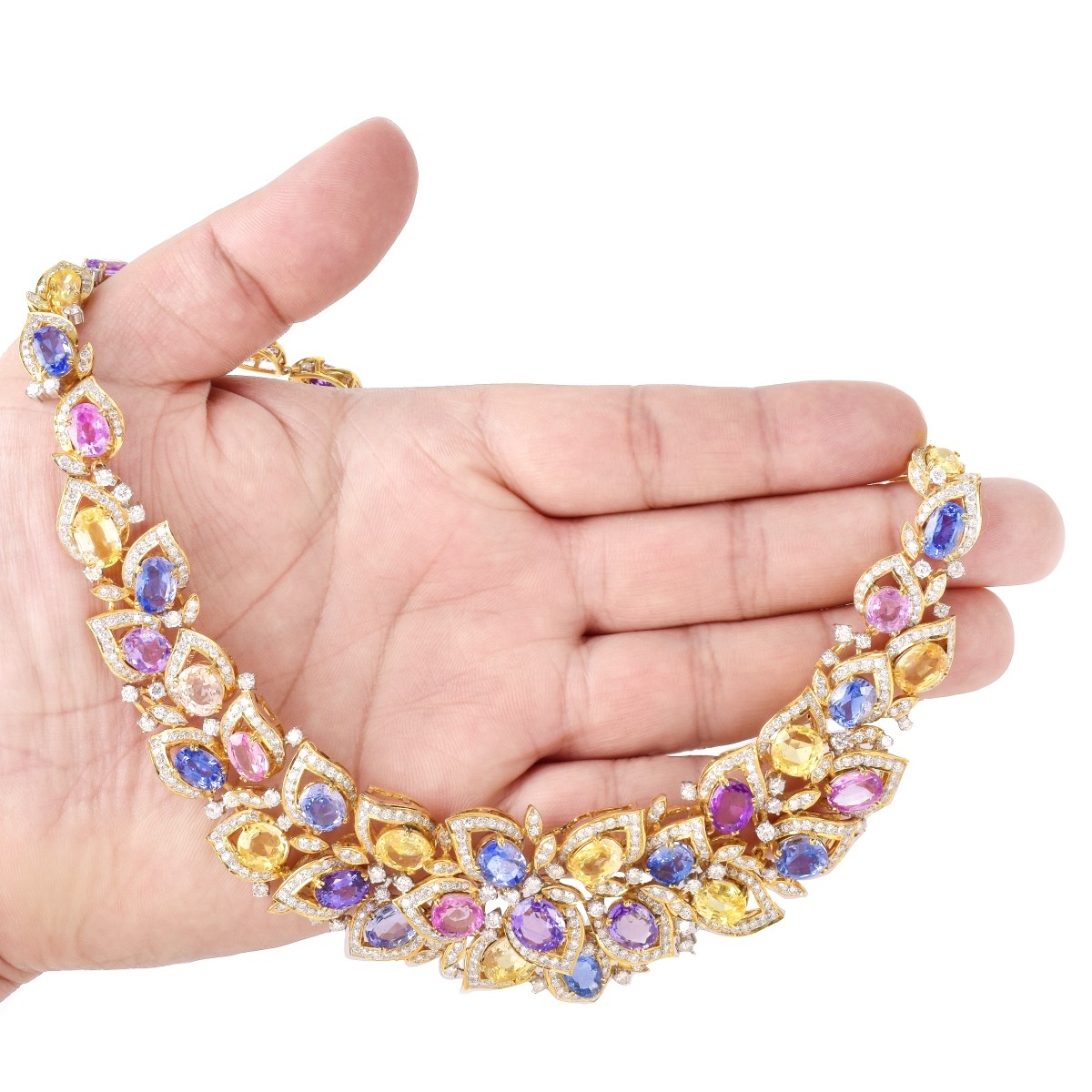 91.66ct TW Sapphire, Diamond and 18K Necklace