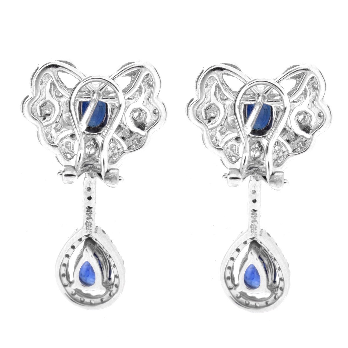Sapphire, Diamond and 14K Gold Earrings