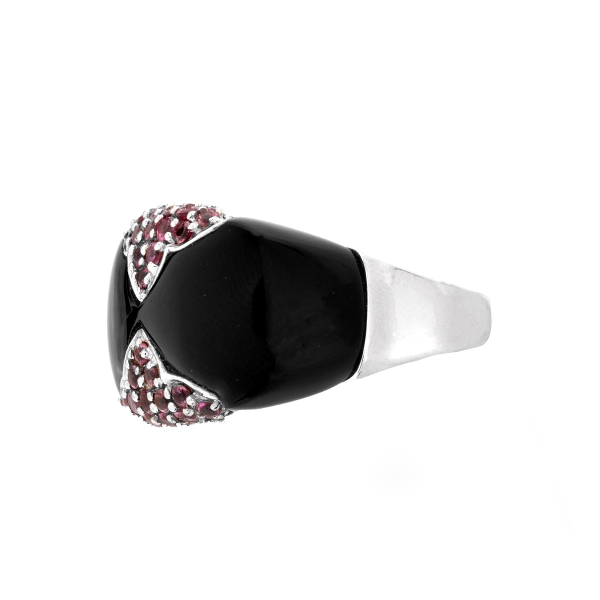 Pink Sapphire, Onyx and 14K Ring