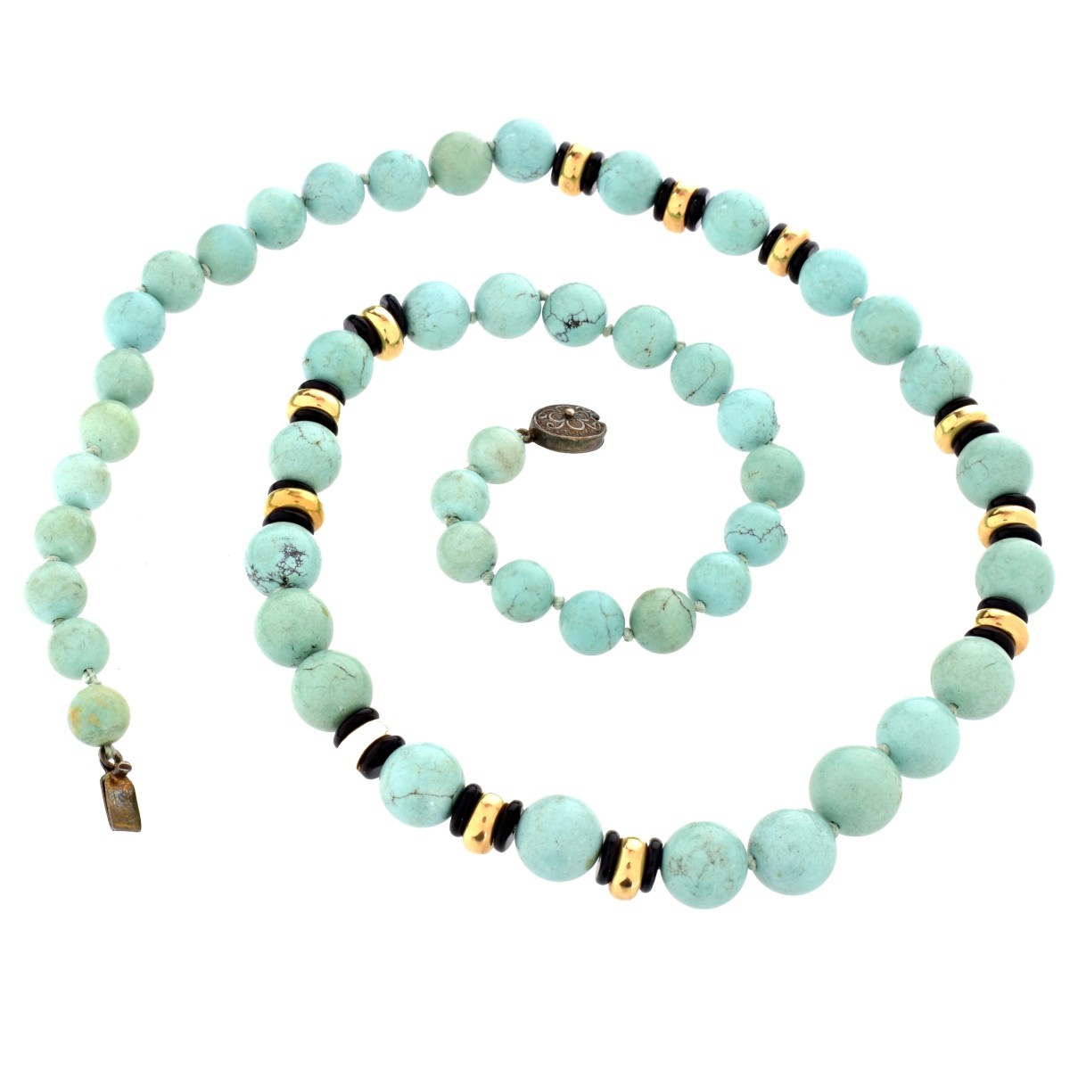 Vintage Turquoise and Black Onyx Necklace
