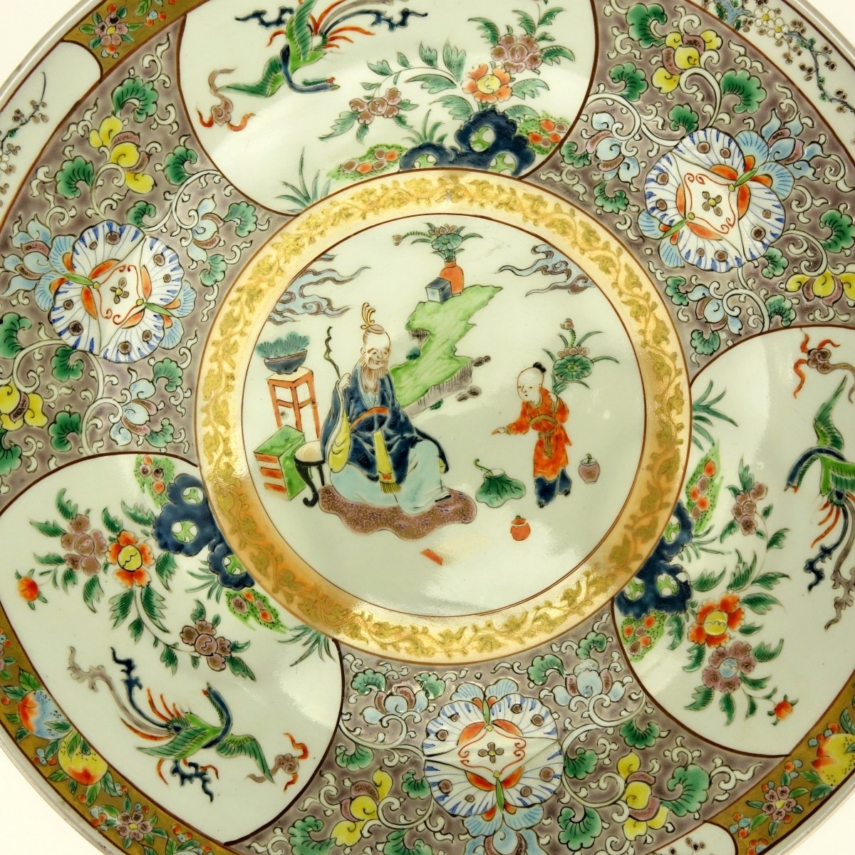 Chinese Rose Mandarin Charger,Signed
