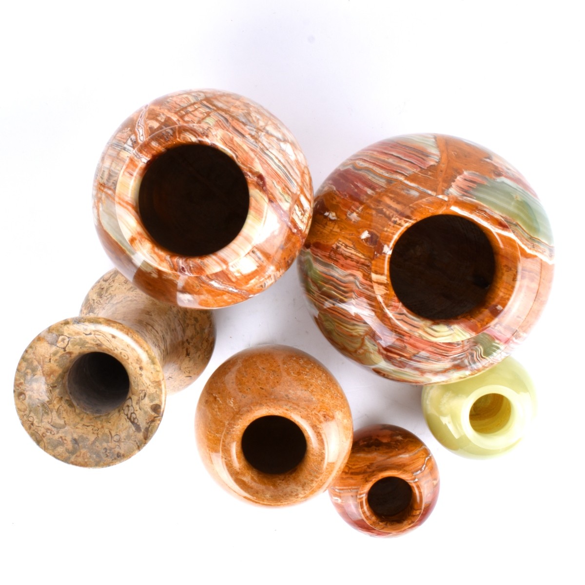 Six (6) Assorted Onyx Vases