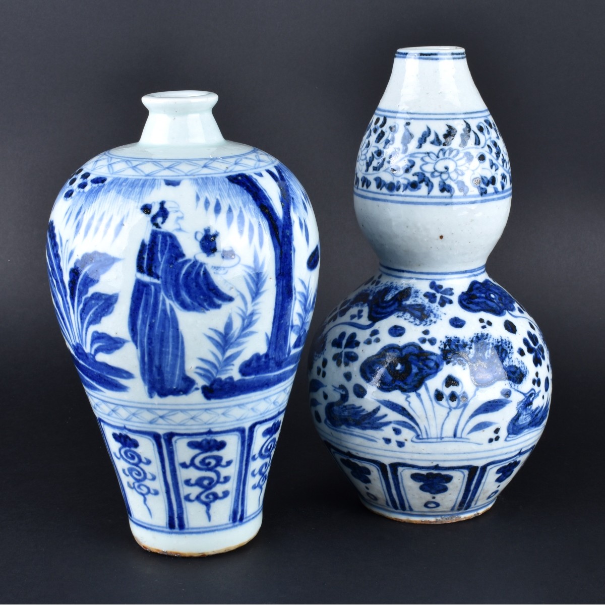 Two (2) 20th C. Chinese Blue and White Vases