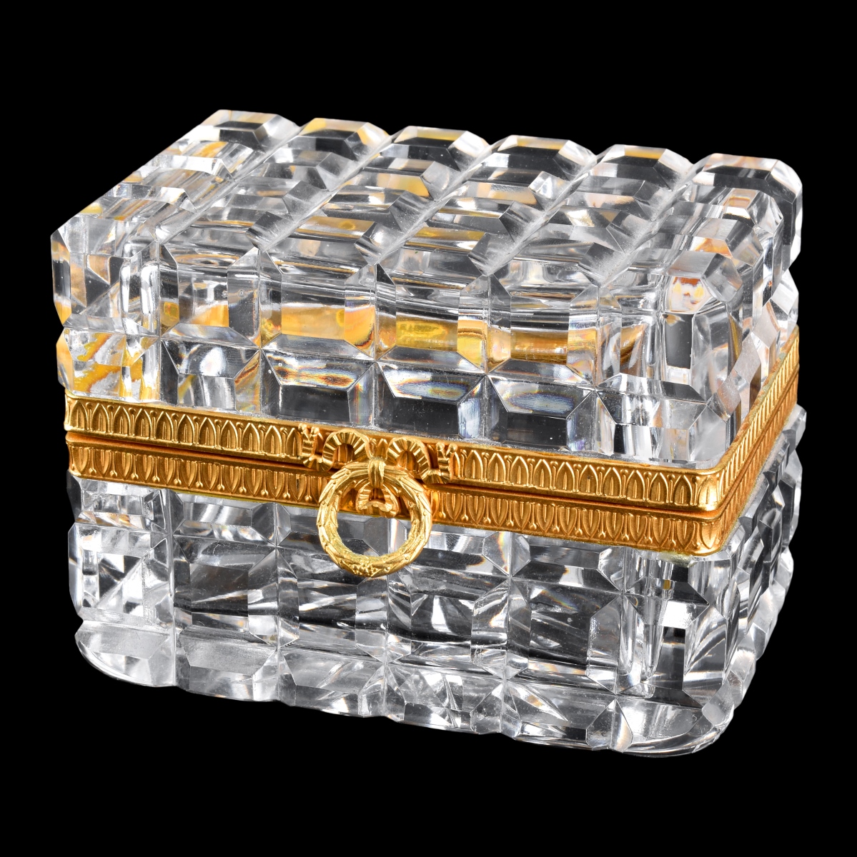 Vintage Baccarat Style Crystal Casket Box