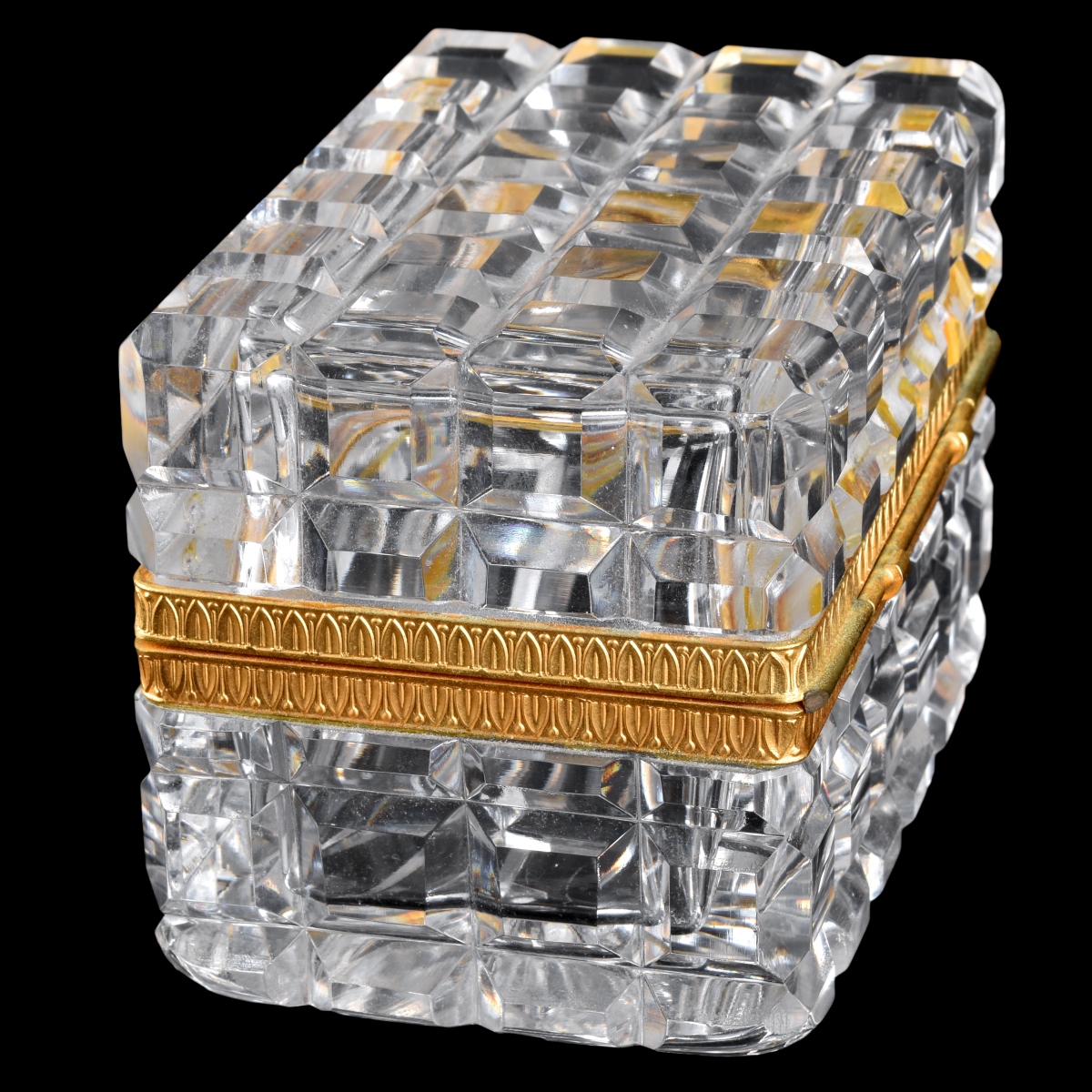 Vintage Baccarat Style Crystal Casket Box