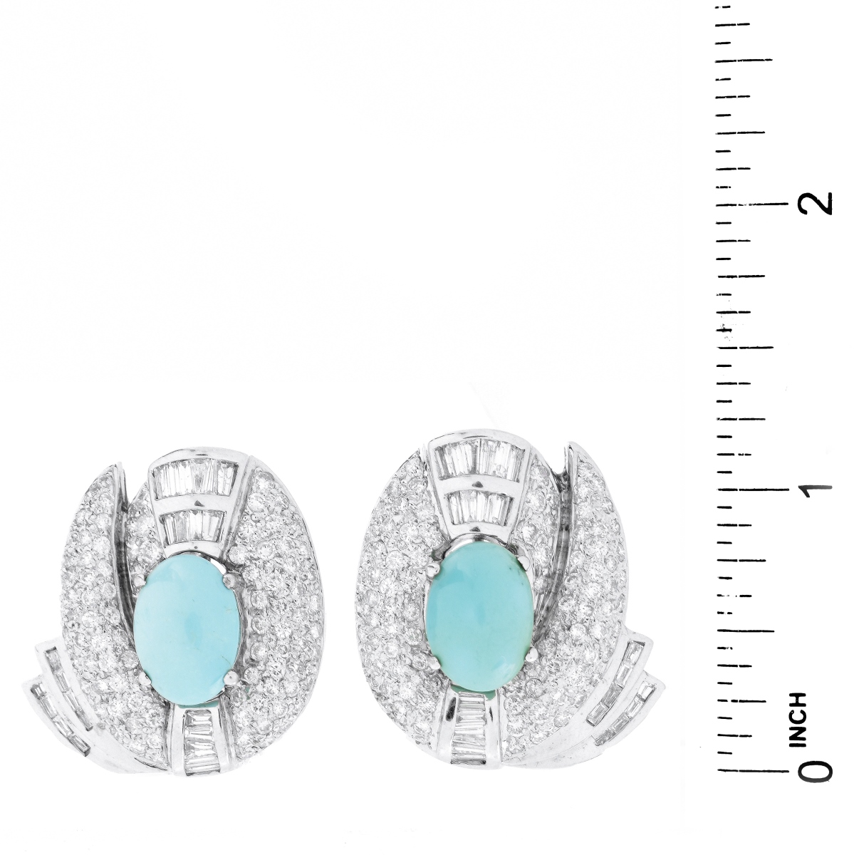 Diamond, Turquoise and 18K Earrings