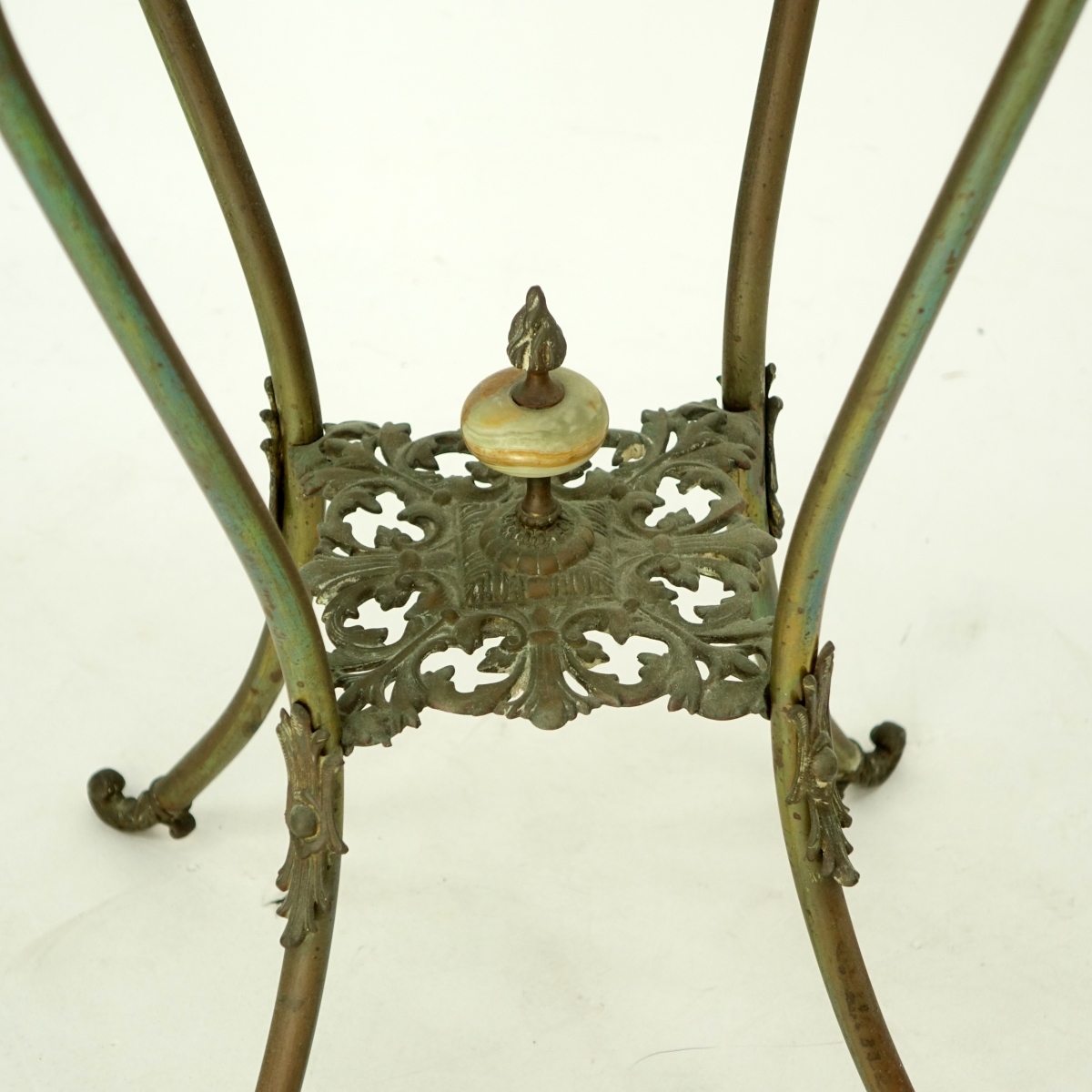 19/20th C. Victorian Style Metal Pedestal w/Onyx