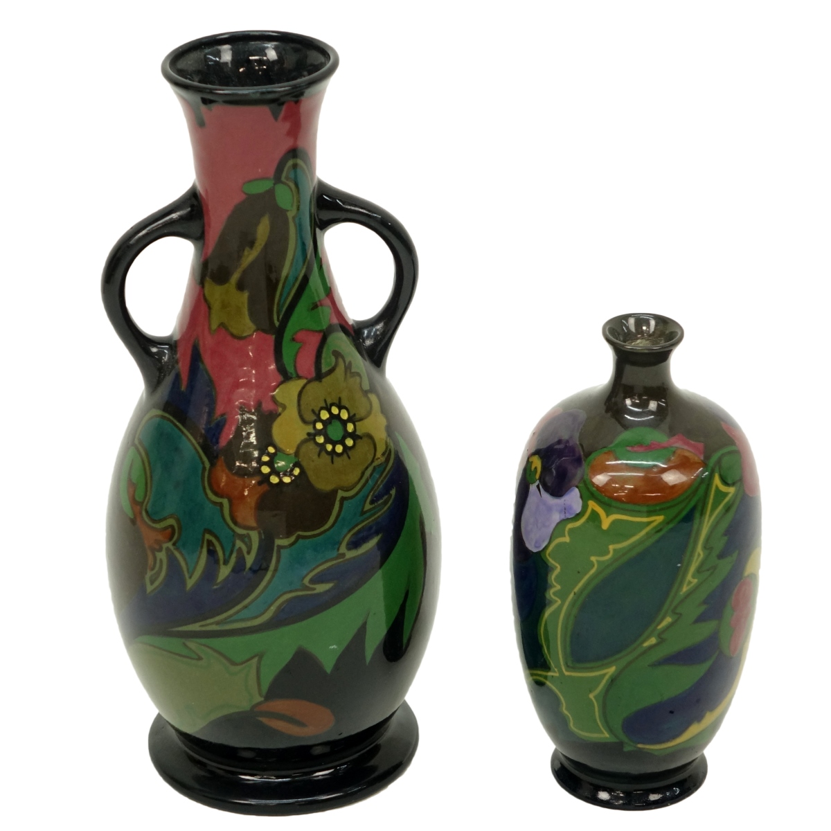 Two (2) Gouda Glazed Art Nouveau Pottery Vases
