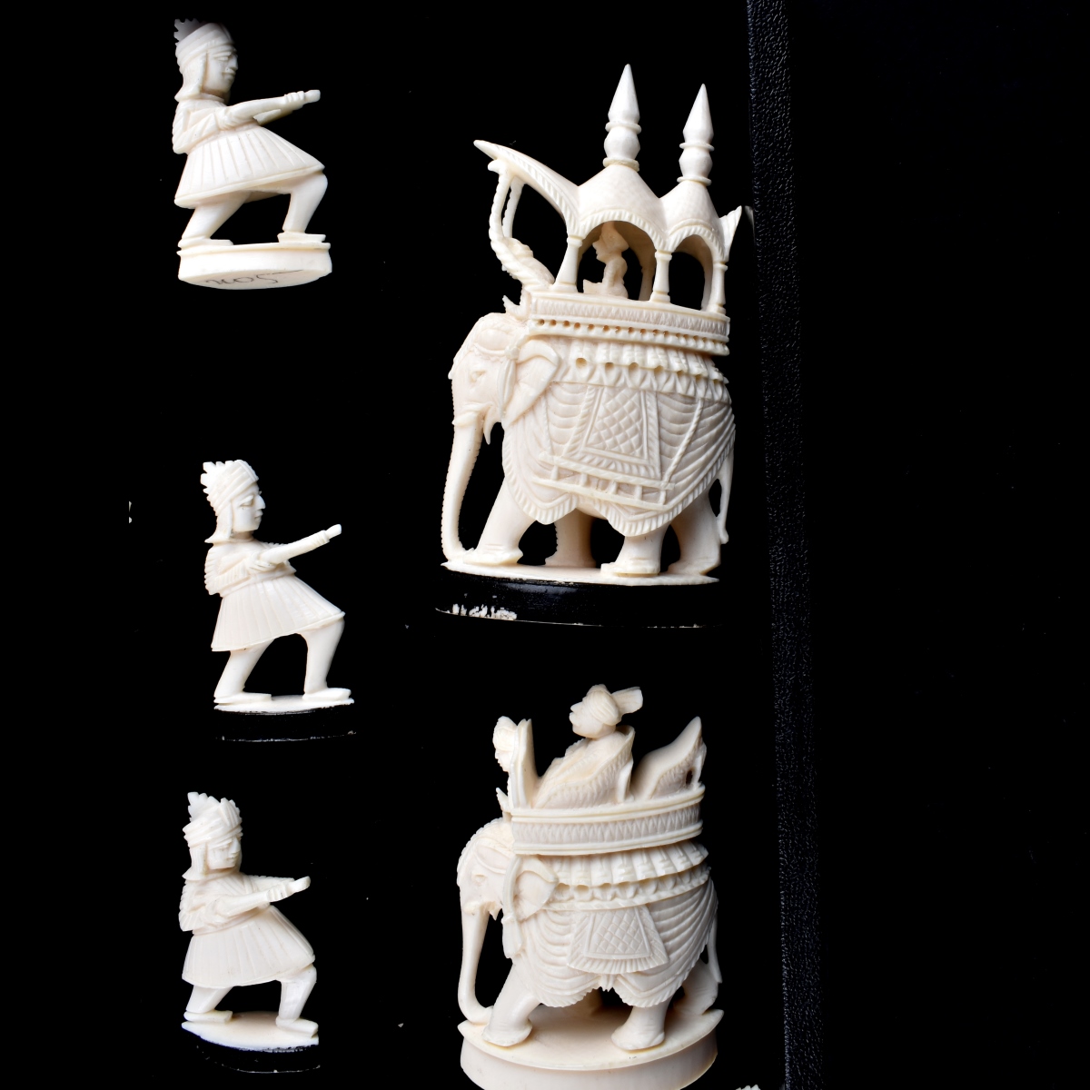 Twenty Four (24) Pc Indian Carved Ivory Chess Set