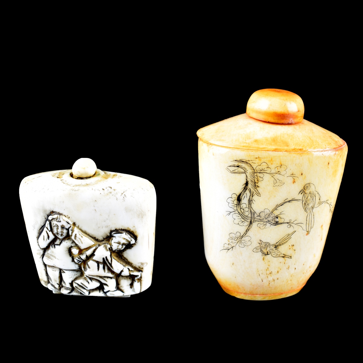 Two (2) 19/20th C. Chinese Carved Snuff Bottles
