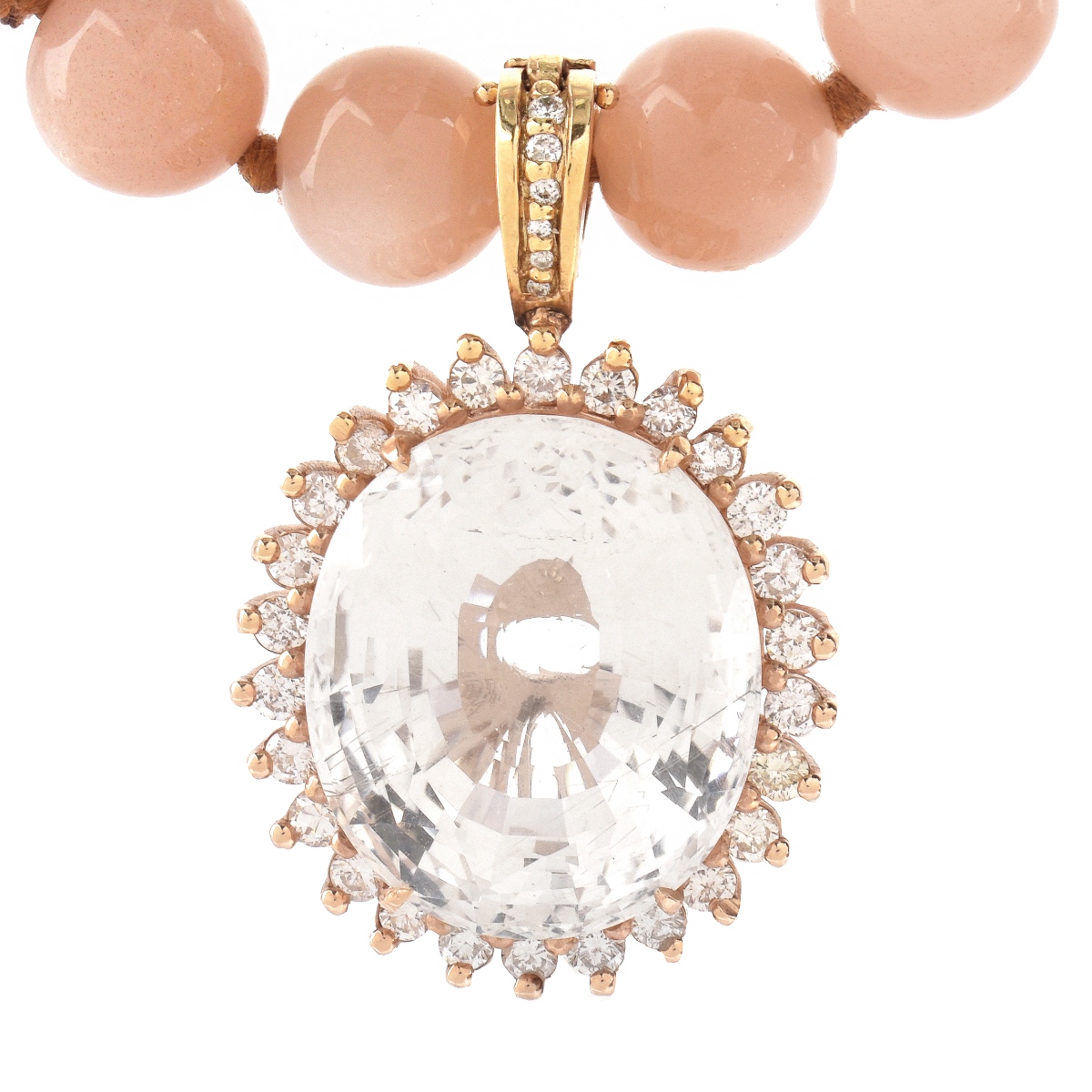 Topaz, Diamond, Pink Moonstone and 14K Necklace