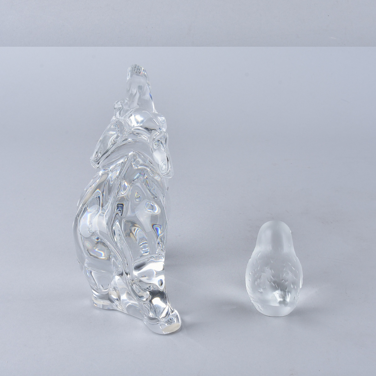 Two Vintage Crystal Figurines Elephant and Bird
