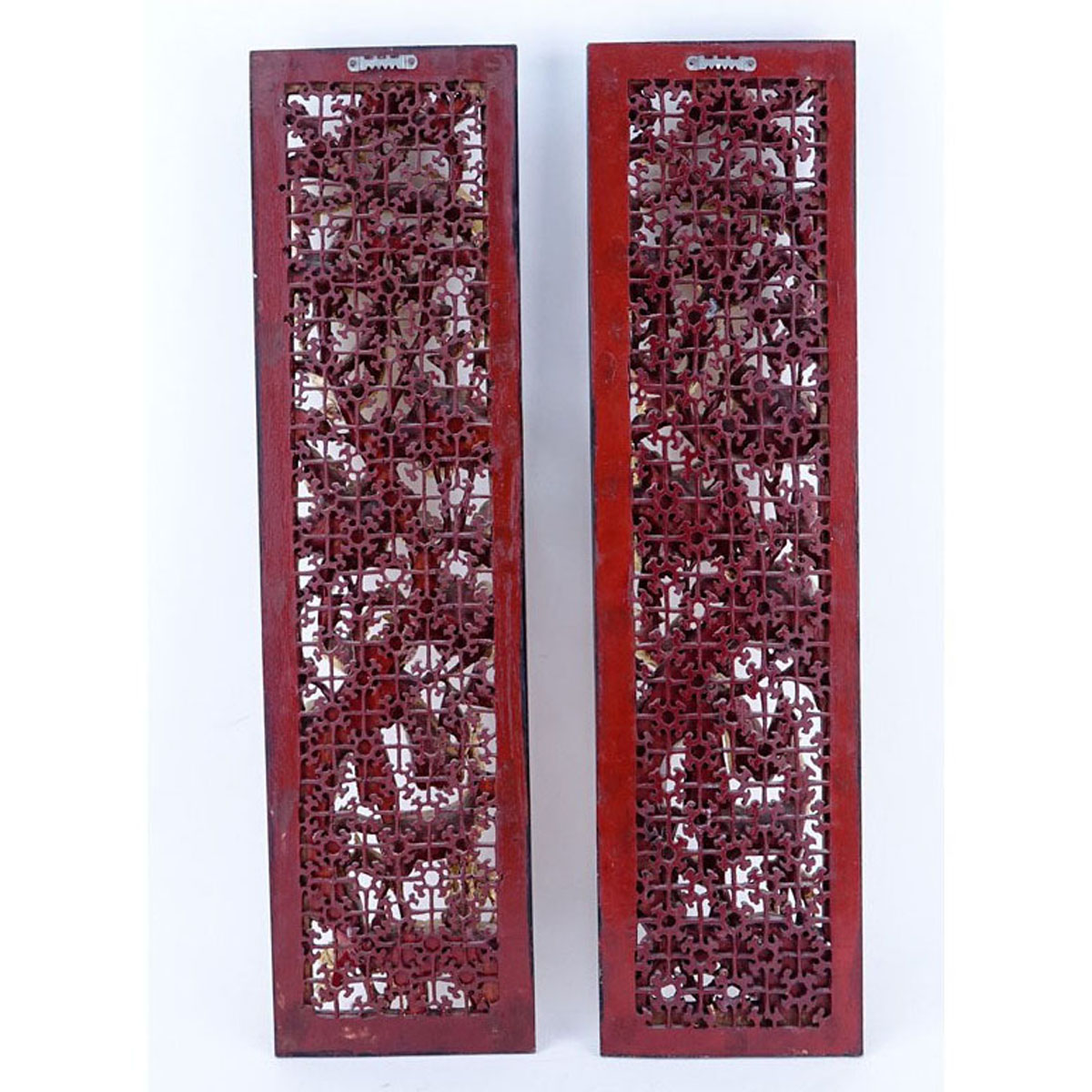 Pair of Chinese Giltwood Deep Relief Carved Panels. A few small n