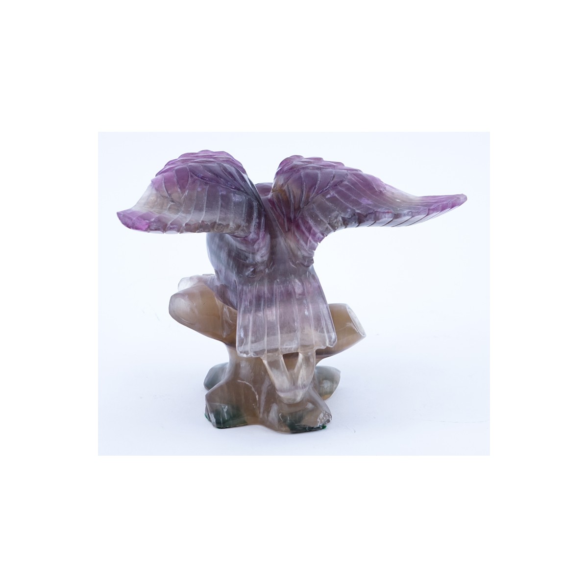 Amethyst Carved Sculpture of a Eagle Perched on Branch. A few nic