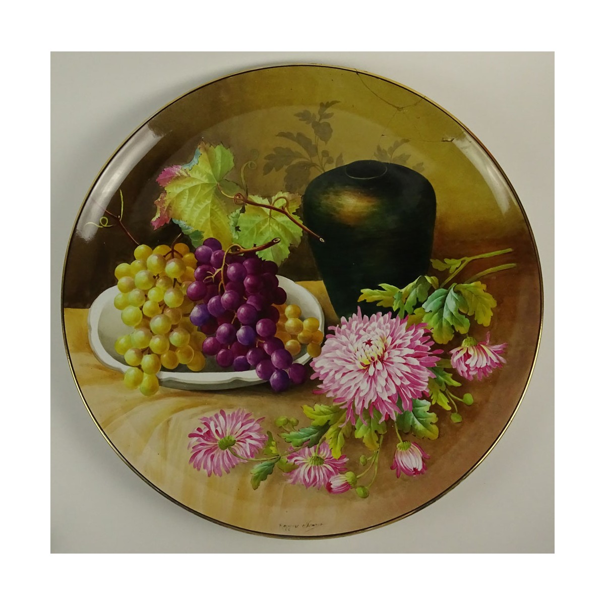 Moreao Very Large Limoges Hand Painted Charger "Still Life of Flo
