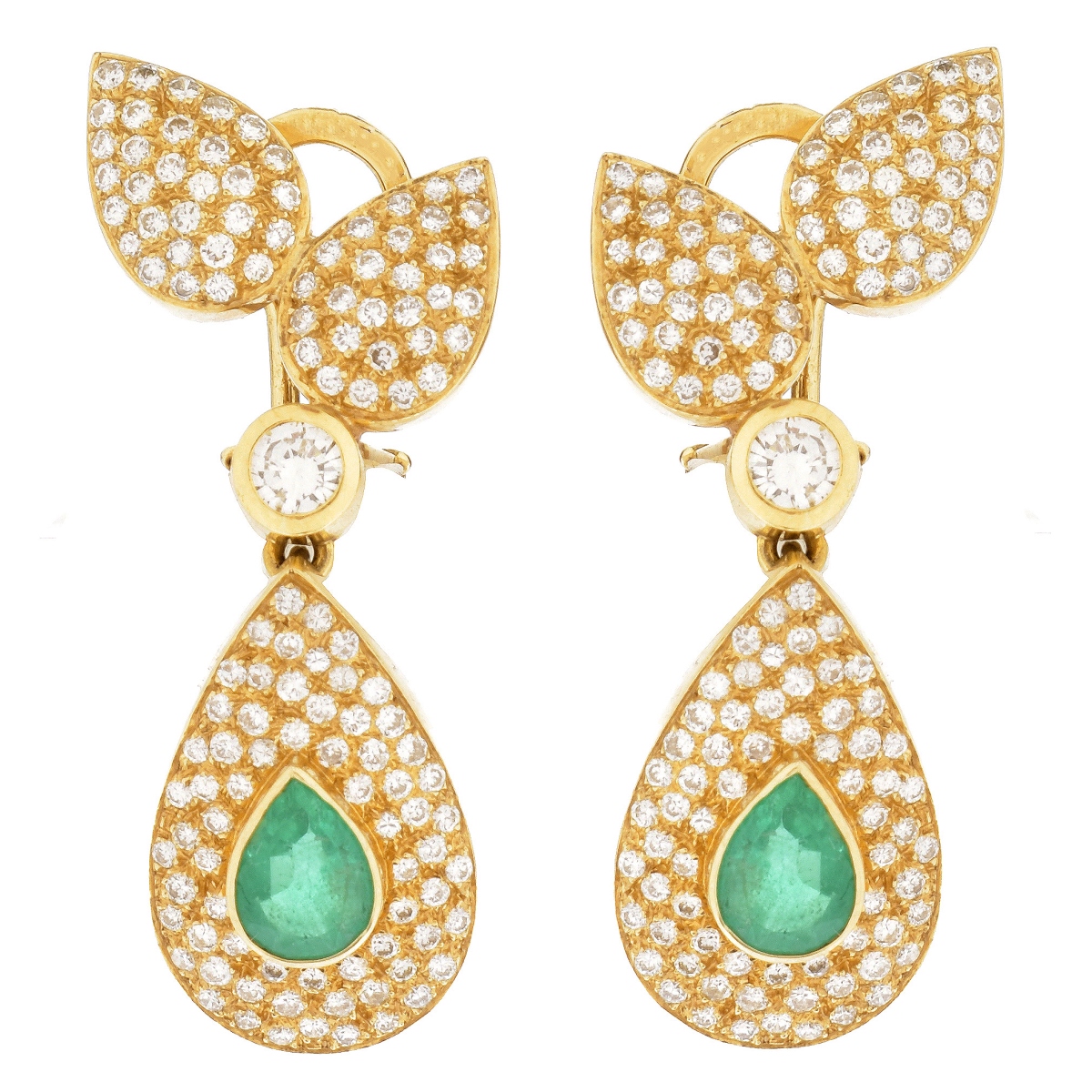 Emerald, Diamond and 18K Earrings | Kodner Auctions