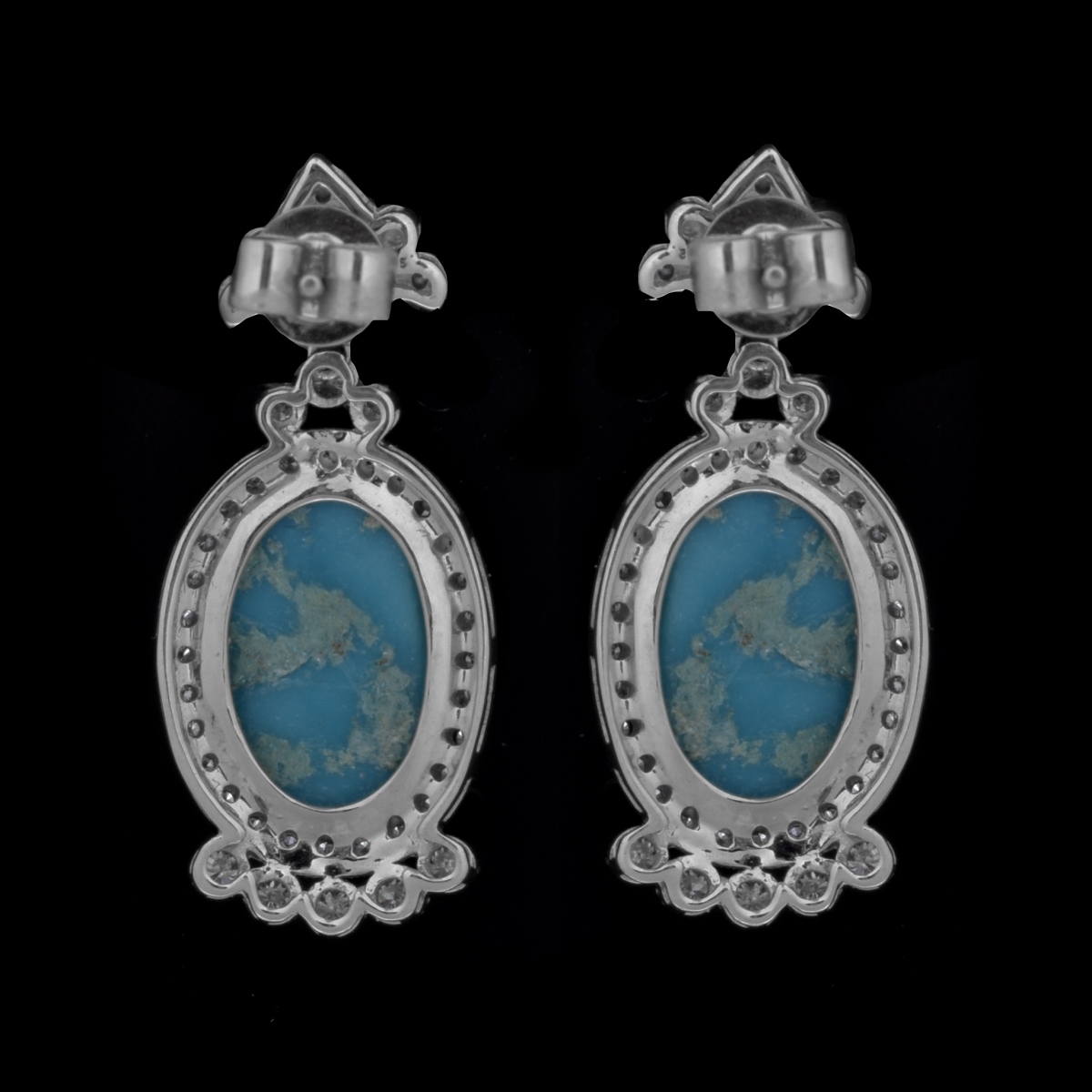 Turquoise, Diamond and 18K Earrings