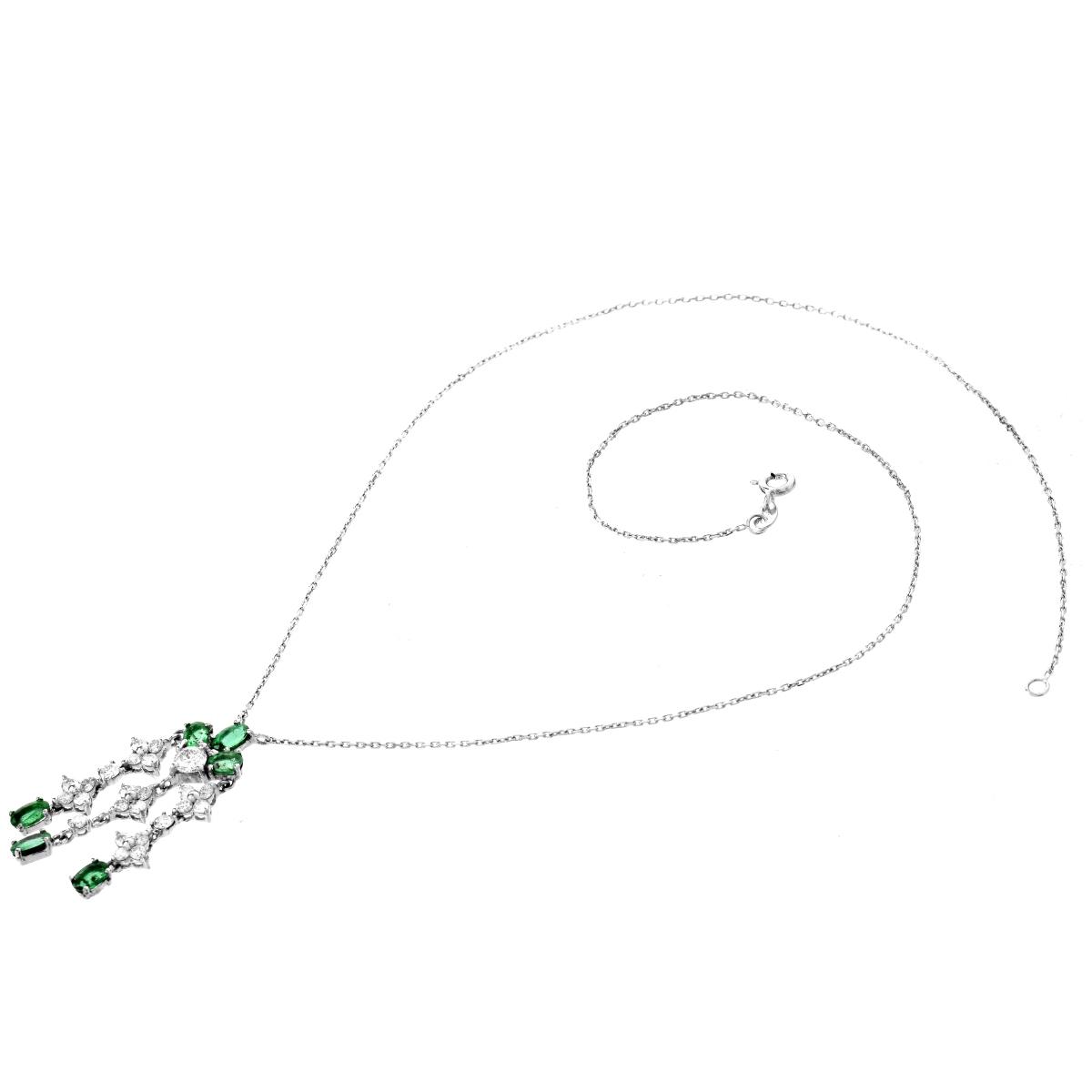 Emerald, Diamond and 18K Pendant Necklace