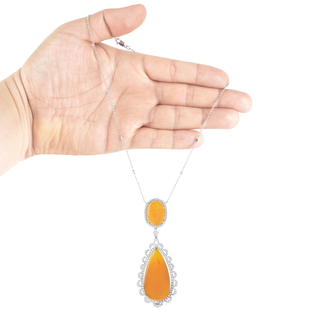 Amber, Diamond and 18K Necklace