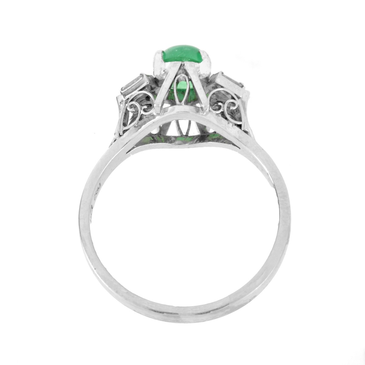 Emerald, Diamond and Platinum Ring