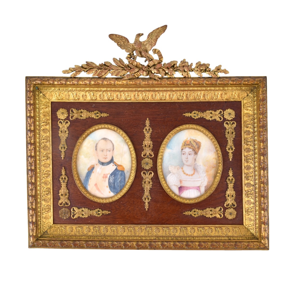 19th C. Napoleon & Josephine Miniatures on Ivory