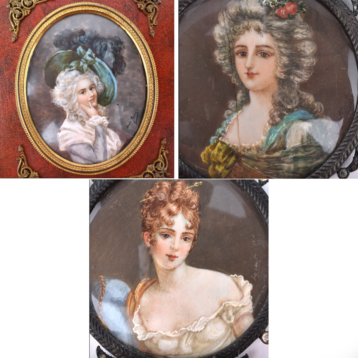 Three (3) Continental Miniature Portraits