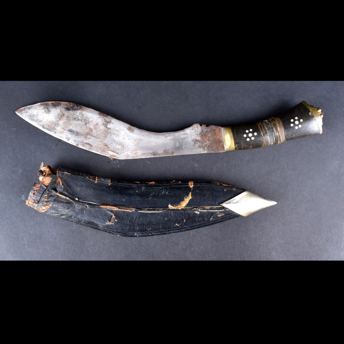Antique Nepalese Kukri Dagger with Leather Sheath