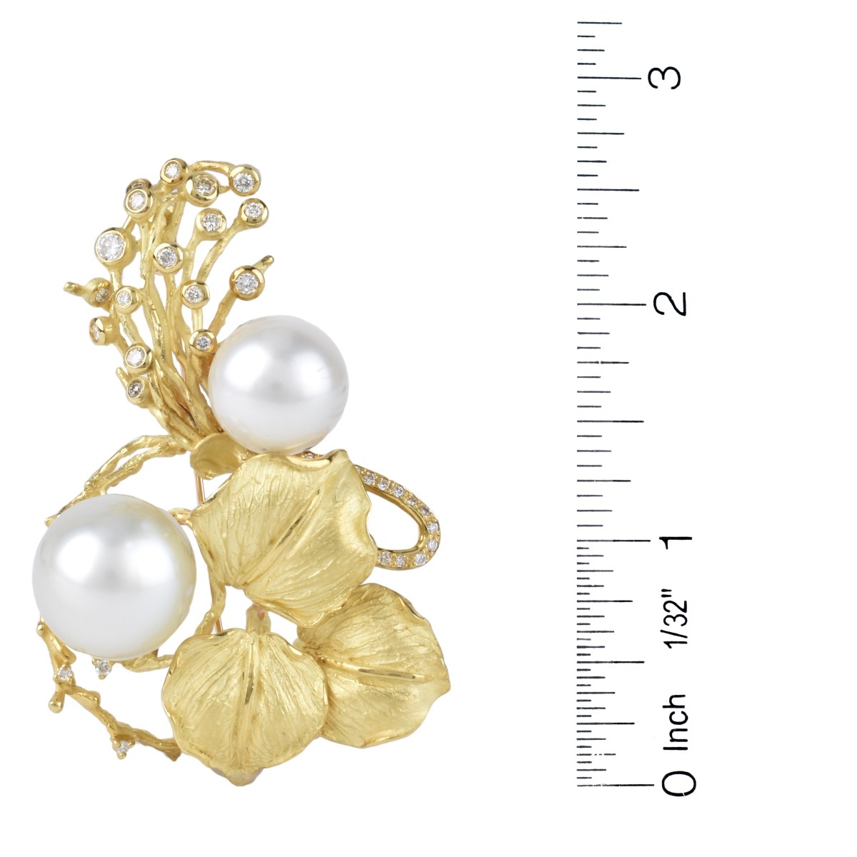 18K Gold, Pearl and Diamond Brooch