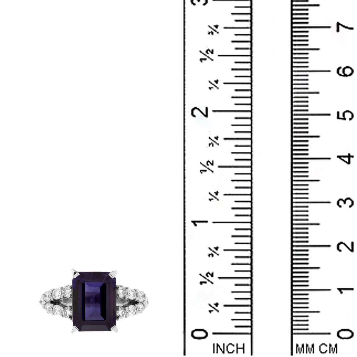 Iolite, Diamond and Platinum Ring