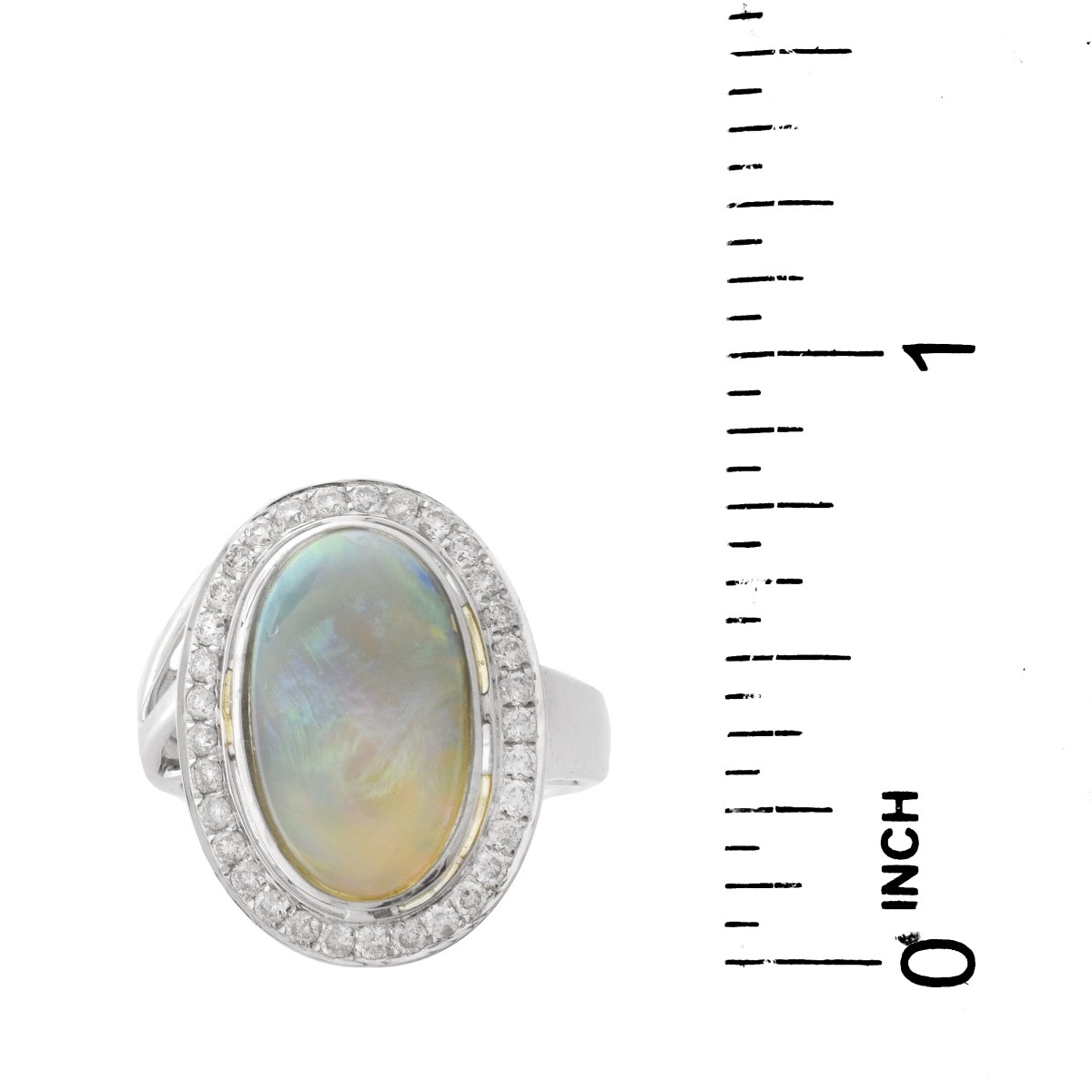 Black Opal, Diamond and 18K Gold Ring