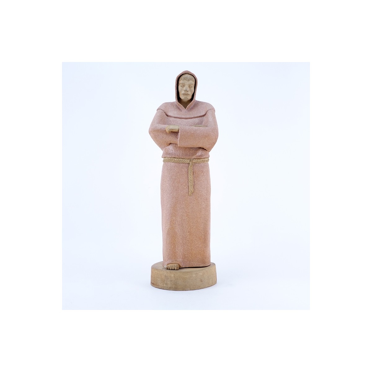 Large Vintage Pottery Figurine of a Standing Monk