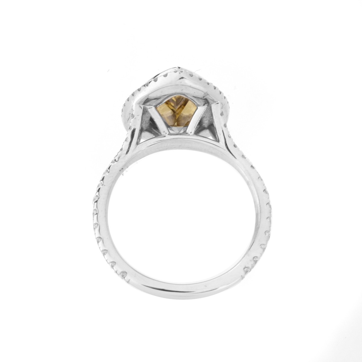 4.05ct Fancy Champagne Diamond and 14K Ring