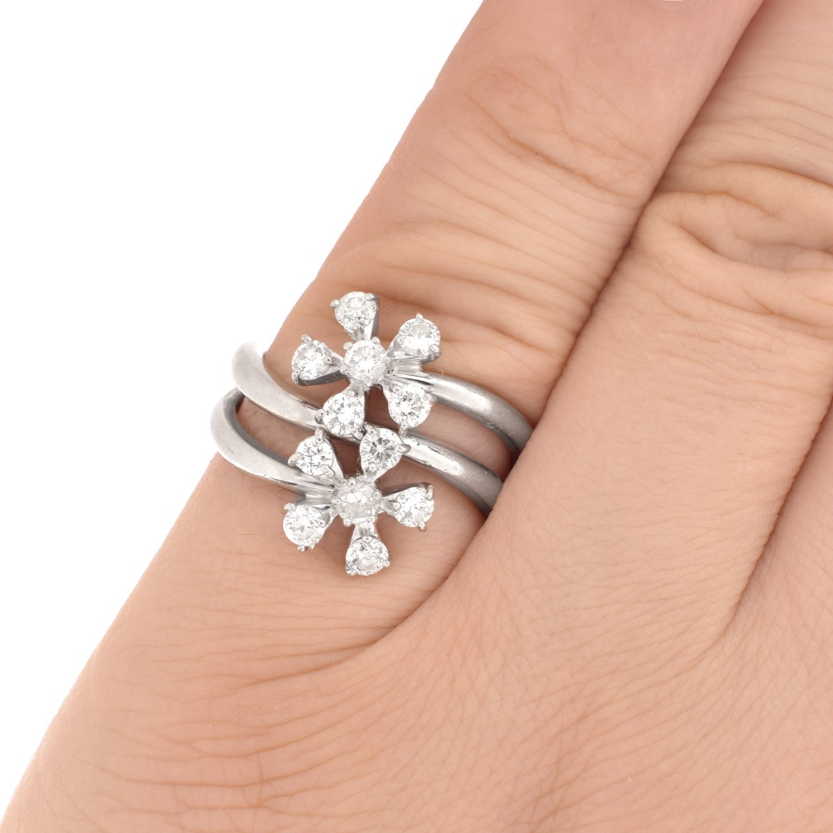 Diamond and Platinum Flower Ring