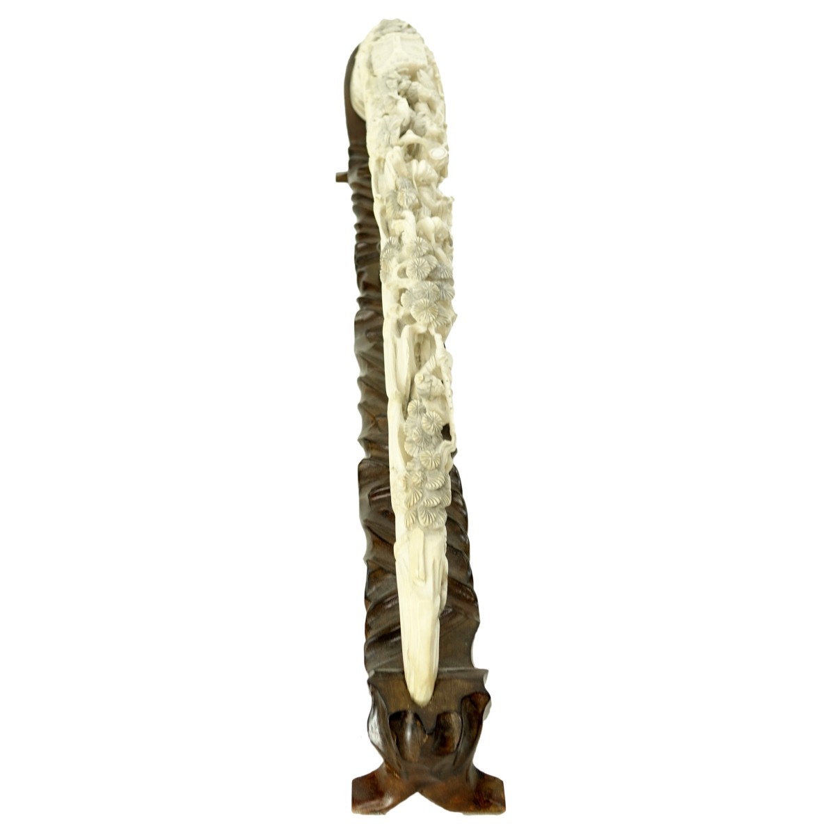 19th C. Chinese Deep Relief Carved Ivory Tusk