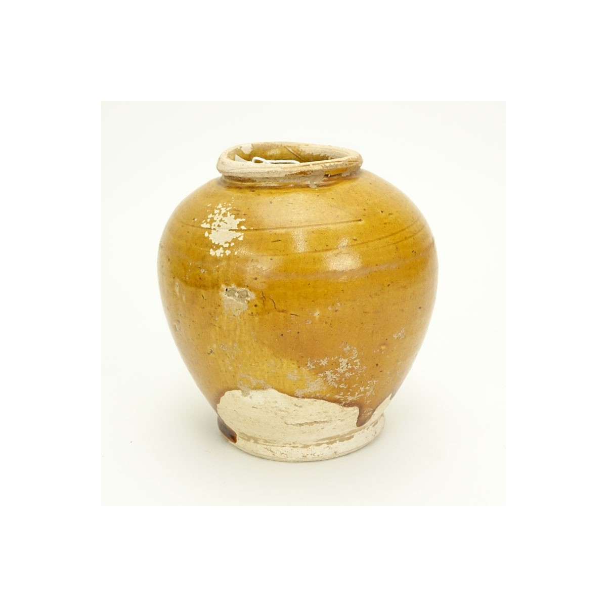 Chinese Tang Dynasty Lemon Yellow Glazed Round Vas