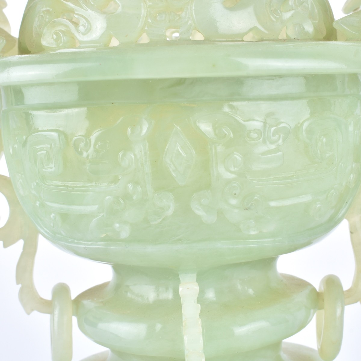 Antique Chinese Jade Covered Censer