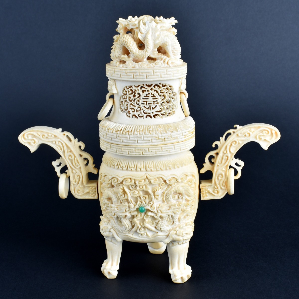 19th Century Chinese Carved Ivory Urn