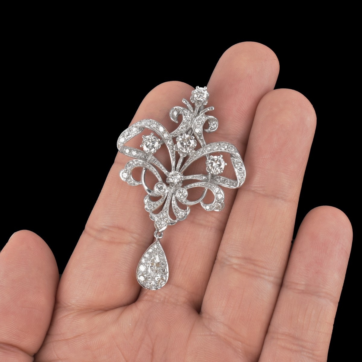Victorian style Diamond and 18K Brooch