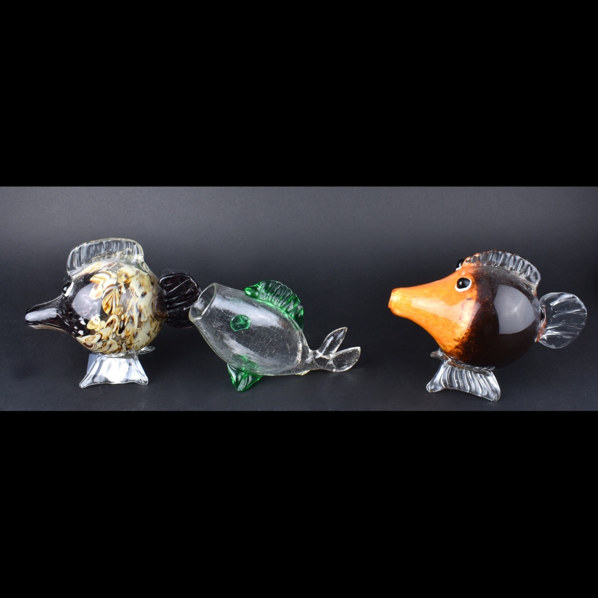 Grouping of Three (3) Murano Fish Figurines