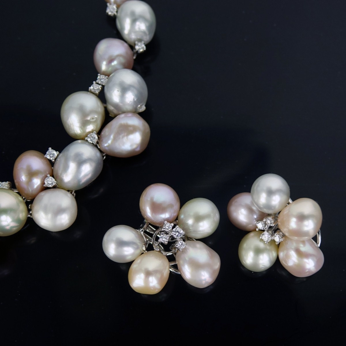 South Sea Pearl, Diamond and 18K 3 PC Suite
