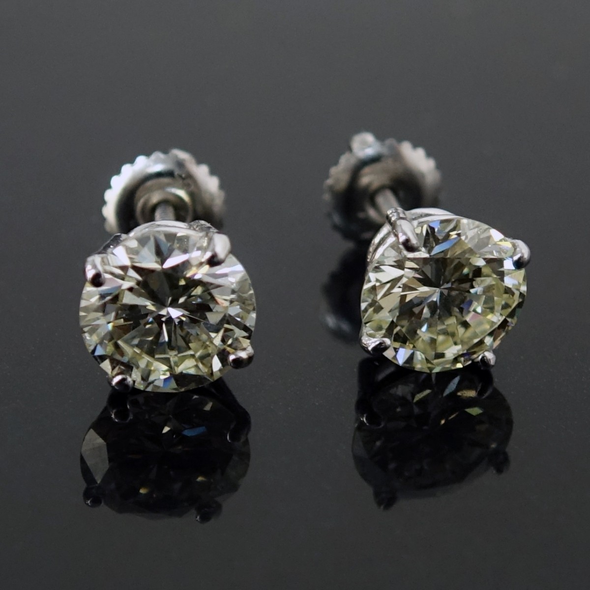 Pair 3.59ct TW Diamond Stud Earrings