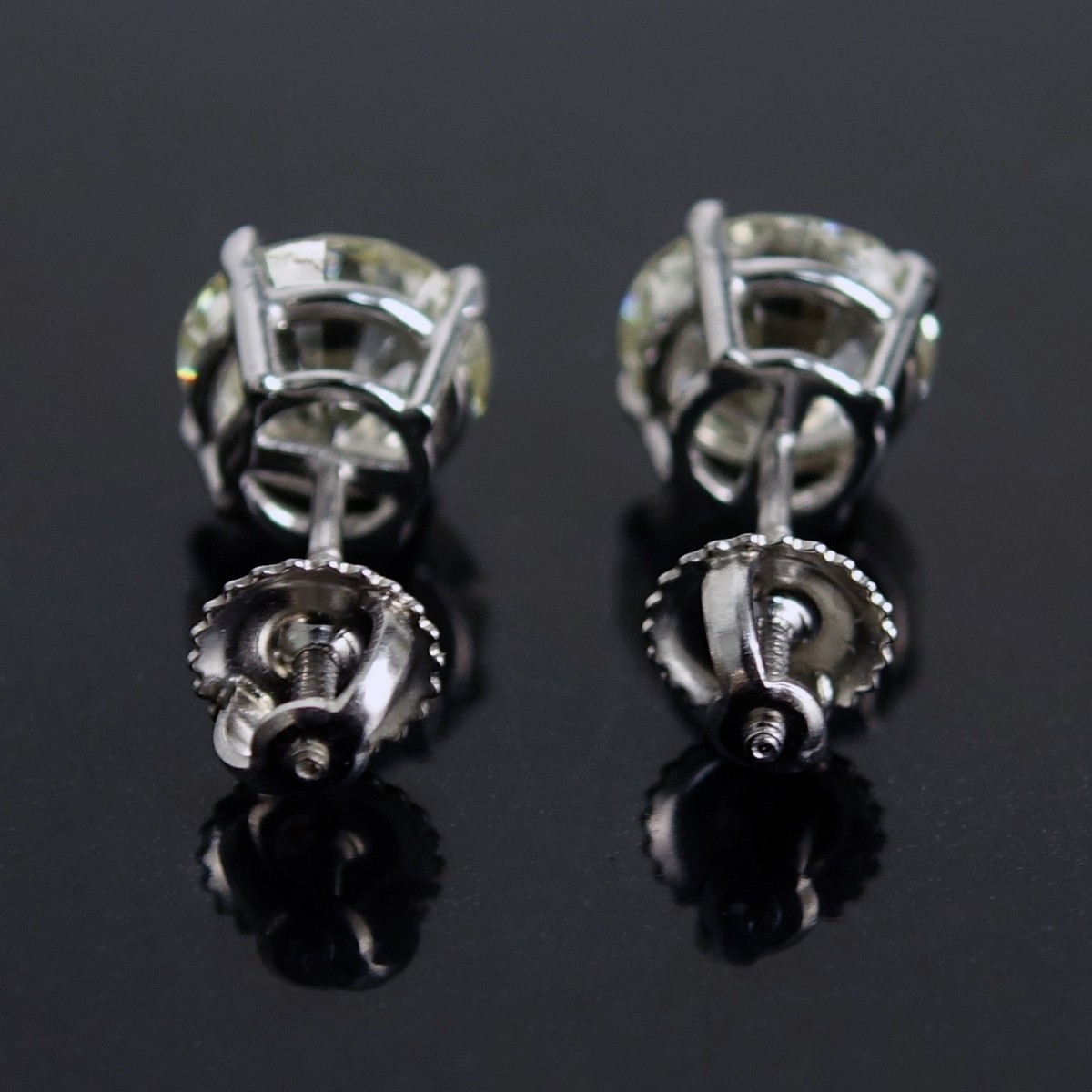 Pair 3.59ct TW Diamond Stud Earrings