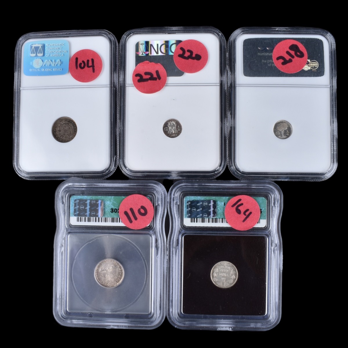 Five (5) Antique Silver Coins