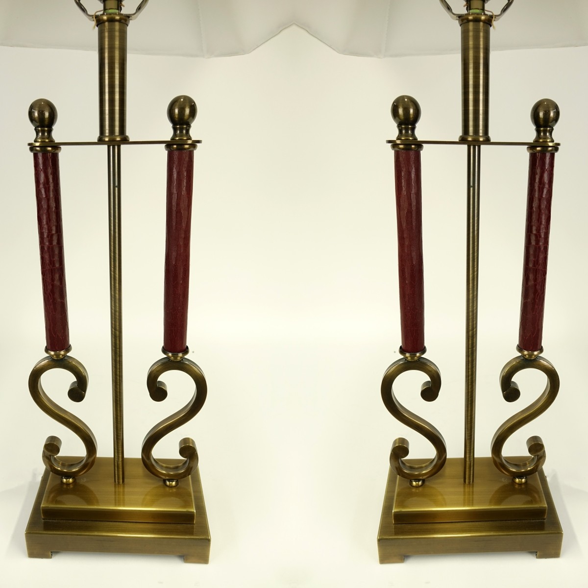 Pr Bouillotte 2 Arm Brass S Table Lamps