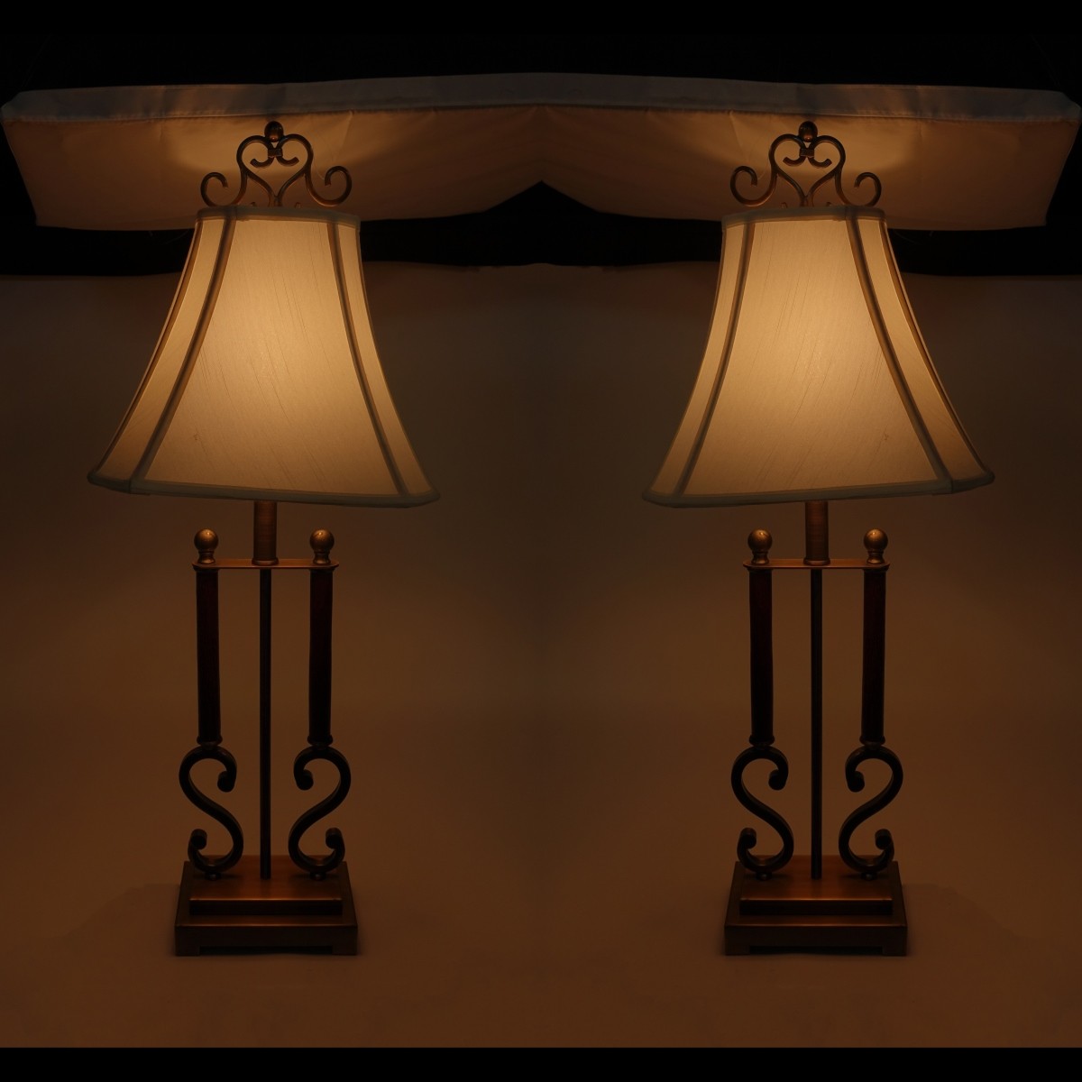 Pr Bouillotte 2 Arm Brass S Table Lamps