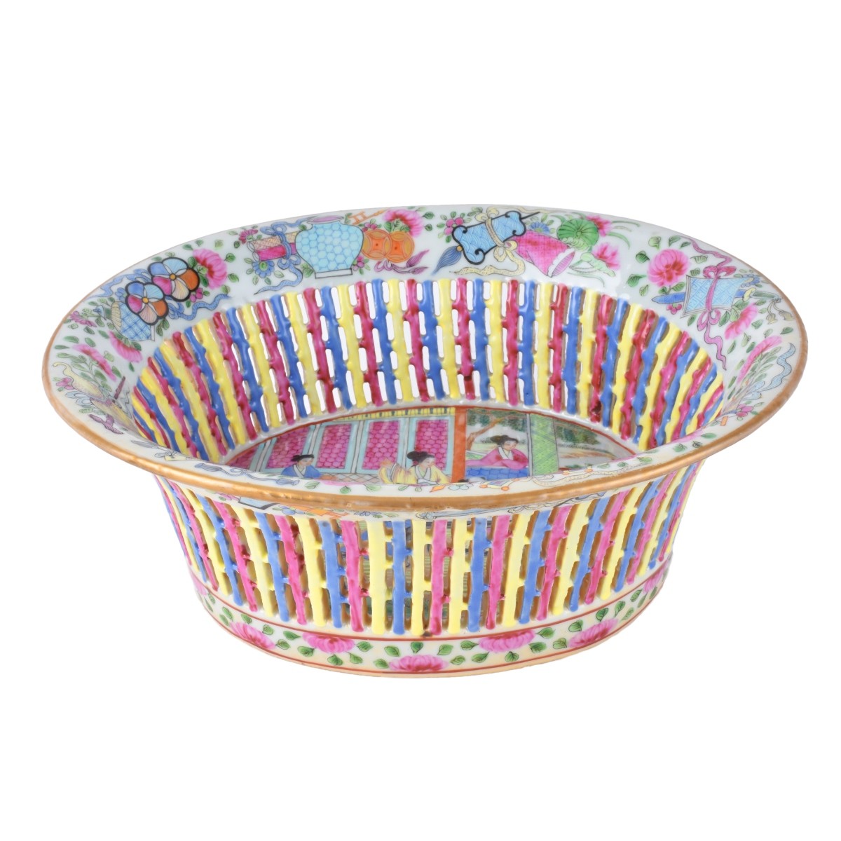 Rose Medallion Reticulated Bowl