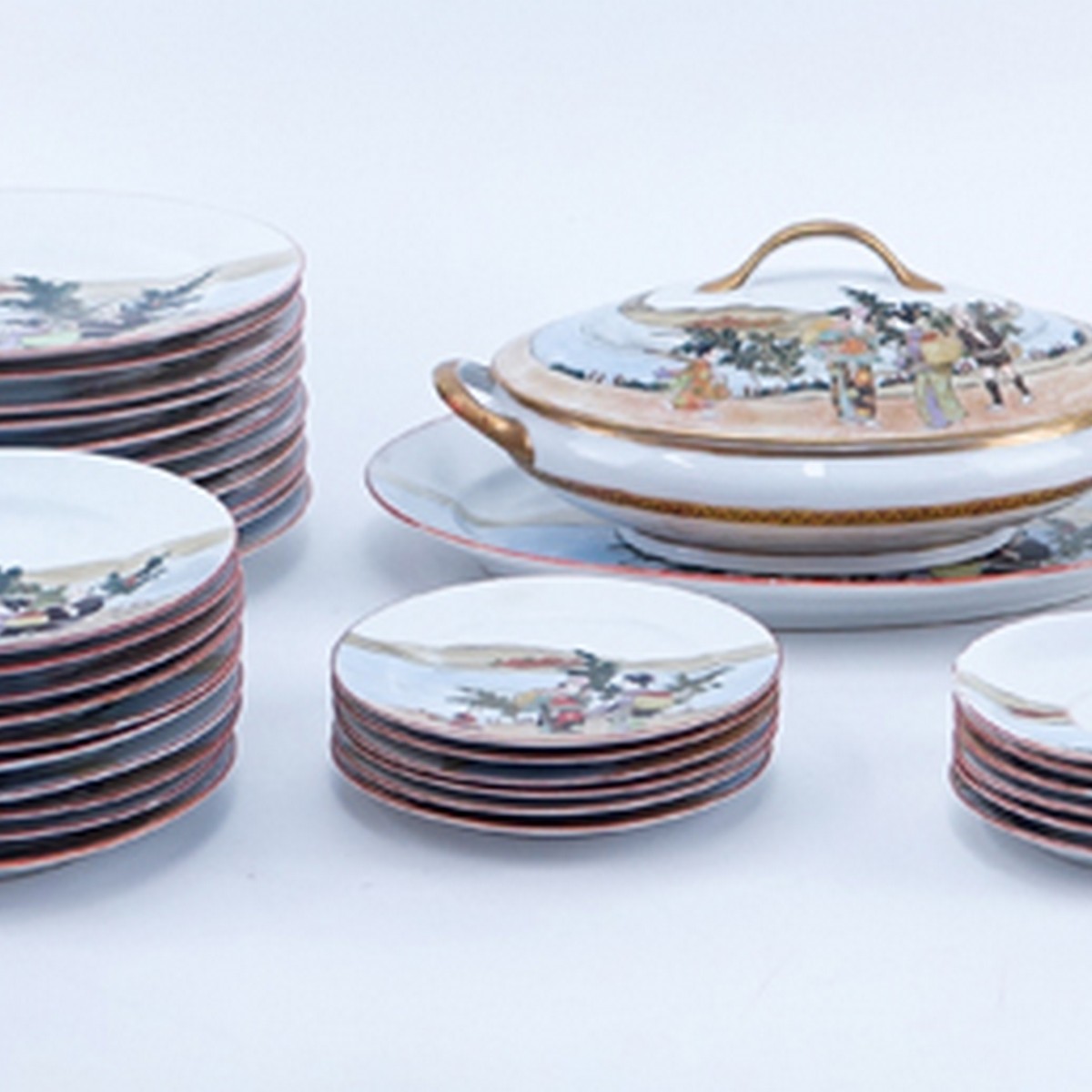 Fifty Six Pc. Japanese Kutani Porcelain Meiji set