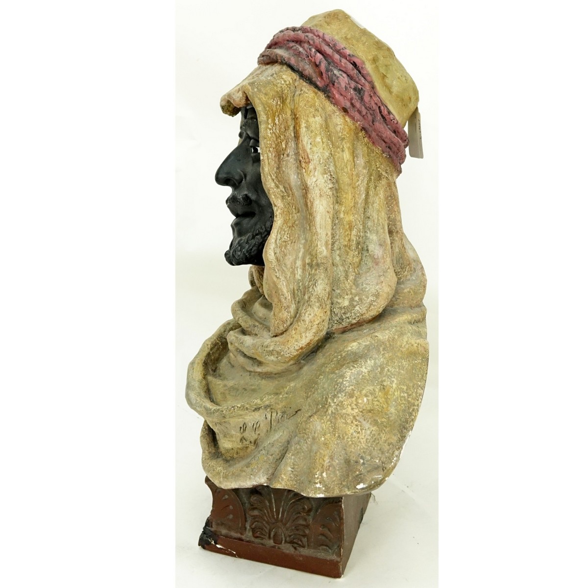 Vintage Polychrome Pottery Orientalist Bust